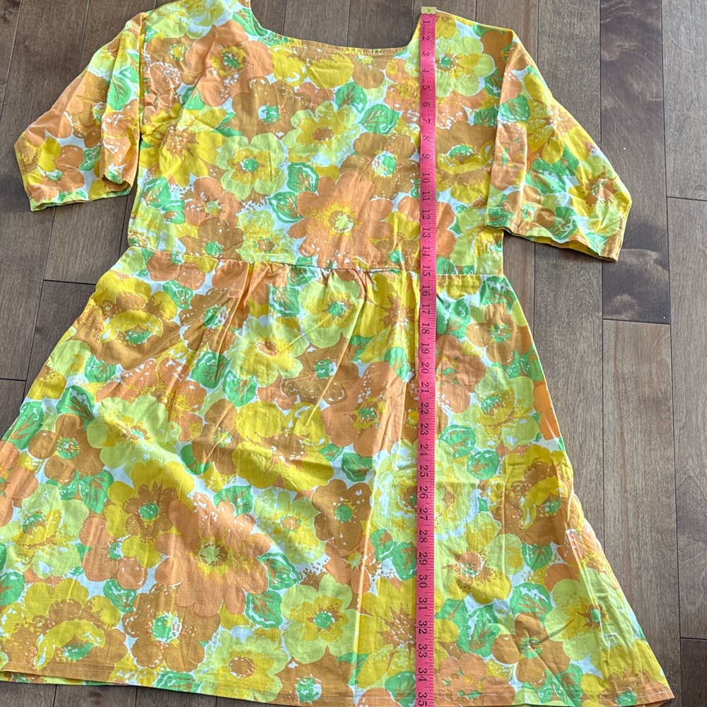 Upcycled Vintage Floral Square Neck Dress made of vintage sheets | Cotton - Picture 5 of 7